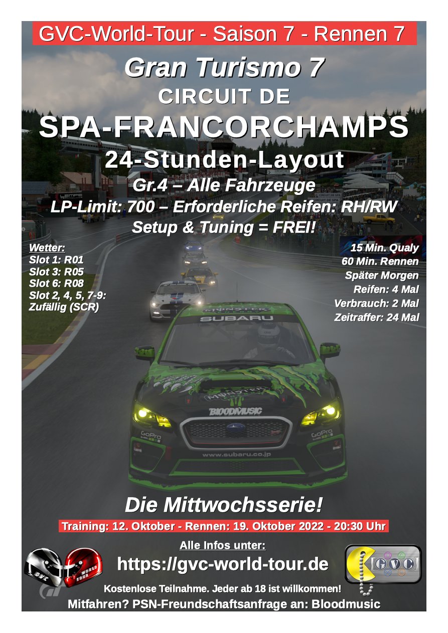 Saison 7 - Rennen 7 - CIRCUIT DE SPA-FRANCORCHAMPS - 24-Stunden-Layout - Gr.4<